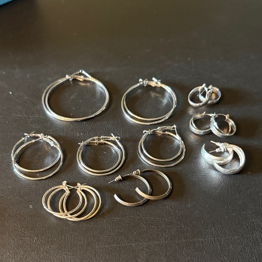 Elegant Metal Costume Silver Hoop Earrings